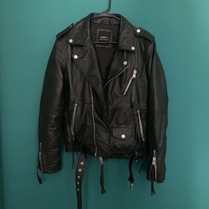 Men’s Barney’s Real Leather Moto Jacket